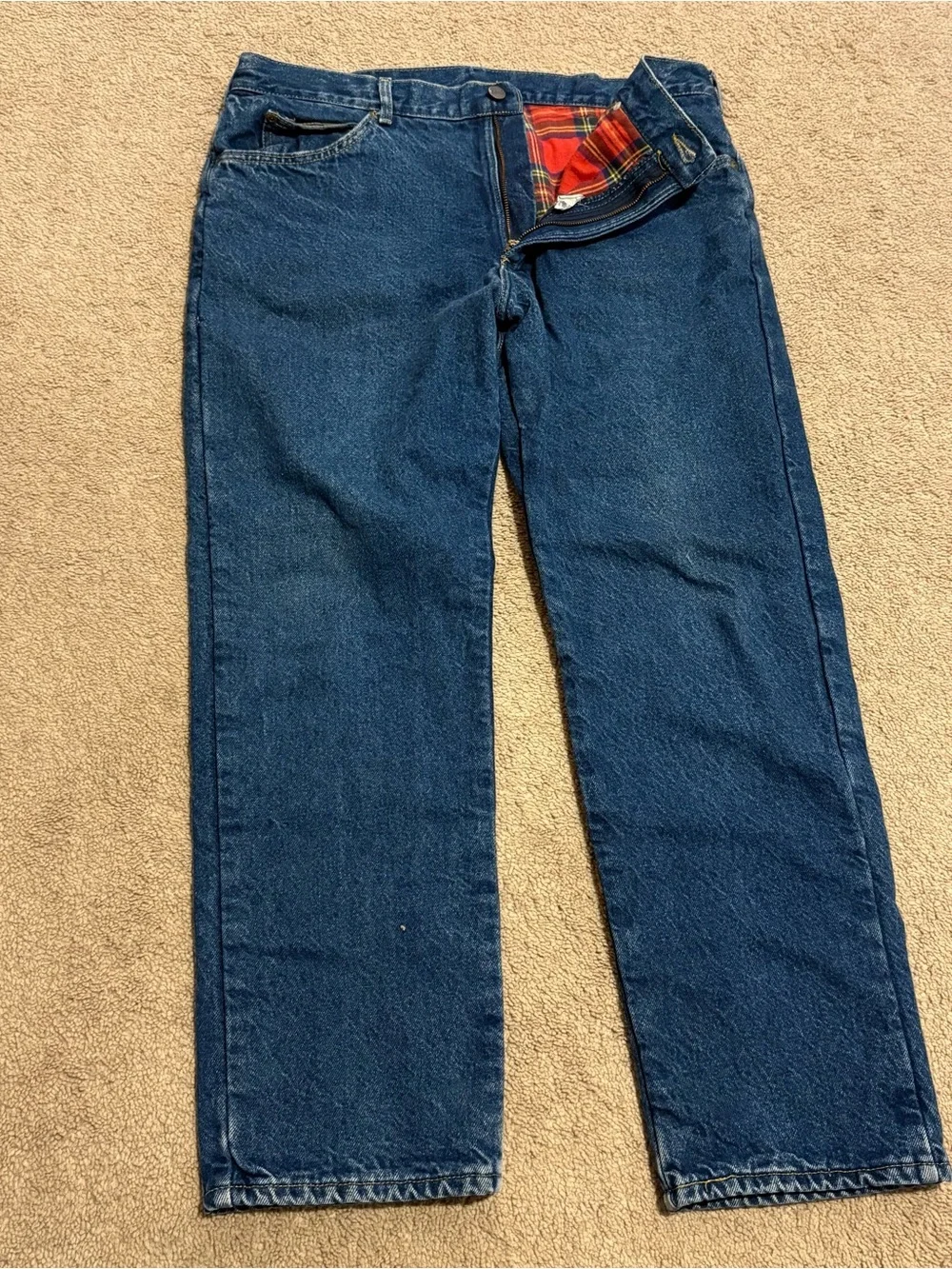 L.L. Bean Men's Heavyweight  Flannel Lined Cotton Outdoor Blue Jeans